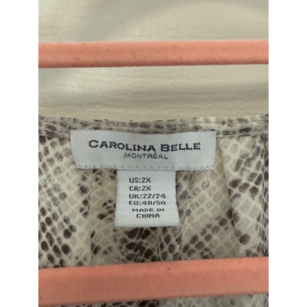 Carolina Belle Grey Snake Skin Pattern Flutter Sleeve Blouse Size 2X - Picture 2 of 6